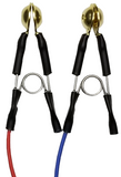 EAR Series: Premium Ear Clip Electrodes, Silver- or Gold-Plated Gold ear clip electrodes in blue and red