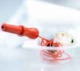 7506(6PR): ERG-Jet Contact Lens Electrodes (6 Pairs) Close up of touch-proof safety socket connector on ERG Jet Single Use Corneal Contact Lenses Electrodes