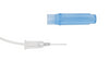 Blue cap removed from 0.5 inch needle electrode with clear large handle and white lead-wire