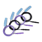 PRO-E5: Protectrode® - Neonatal EEG or aEEG Needle Electrodes, Blue Cap PRO-E5 OBM00046 with baby blue protectrode safety cap or sheath. 2 purple wires and 2 black lead-wires
