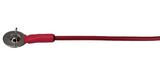 Surgical steel disc electrode with steel pin and red wire