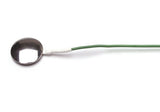 SDW Series:  Concave Ground Electrode Discs, 23mm Concave ground electrode in surgical steel with green lead wire