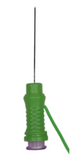 Close up of green BIOX-25 Hypodermic EMG Needle
