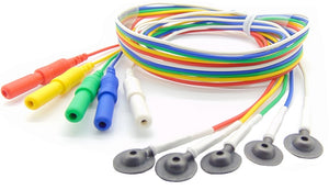EEG Cups in sets of 5 with 1 meter Red Yellow Green Blue and White Lead-Wires