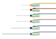 DIN Series of all available needle lengths and lead-wire colors (yellow, red, green, orange, blue, purple)