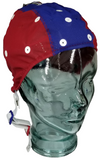 Large Medium red and blue EEG cap on glass head