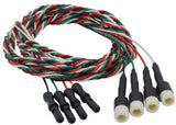 Lead-wire extensions in braided black, green, red, and white lead-wires for touch proof safety socket