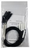 Ten monopolar veterinary needle electrodes with black lead-wires in zip-lock bag
