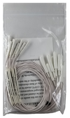 Ten veterinary needle electrodes with white lead-wires in zip-lock bag