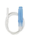 Needle electrode with blue cap and white lead-wire wrapped neatly for packaging