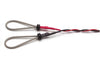 Small pediatric spring ring electrodes with black and red twisted lead wires