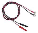 Twisted pair of tin disc surface electrodes in black and red