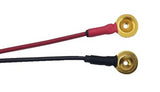 Gold disc surface electrodes in black and red