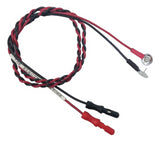 Steel disc electrodes with pins and red and black twisted lead wires