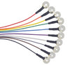 Pure silver EEG cups in red, orange, yellow, green, blue, purple, white, gray, brown, and black lead wires