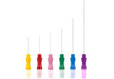 Concentric EMG Needle Electrodes in varying colors (yellow, red, pink, green, blue, and purple)