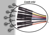 Lead-wires for EEG cups in brown, yellow, gray, red, purple, blue, green, white, black, and orange