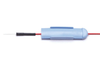 Red lead-wire with retractable baby-blue protectrode cap 