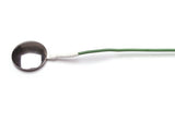 Concave ground electrode in surgical steel with green lead wire